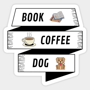 Book Coffee And Dog Sticker